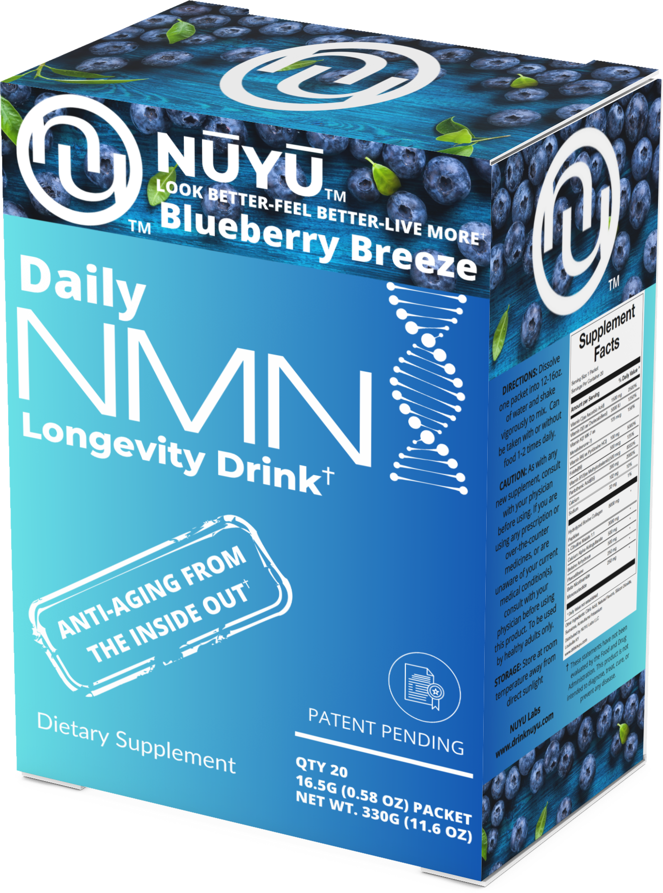 NŪYŪ Daily NMN™ Longevity Drink-Blueberry Breeze