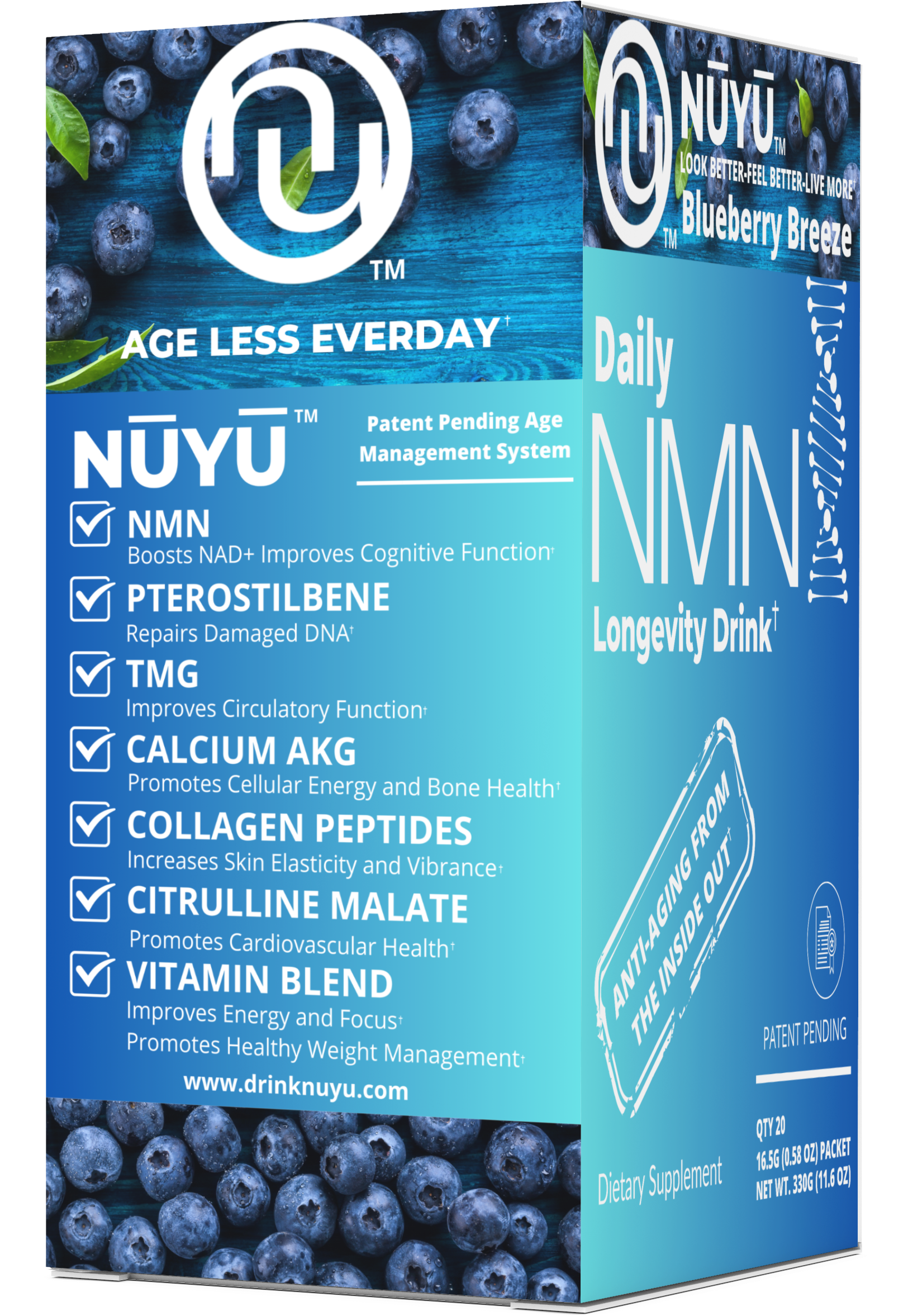 NŪYŪ Daily NMN™ Longevity Drink-Blueberry Breeze