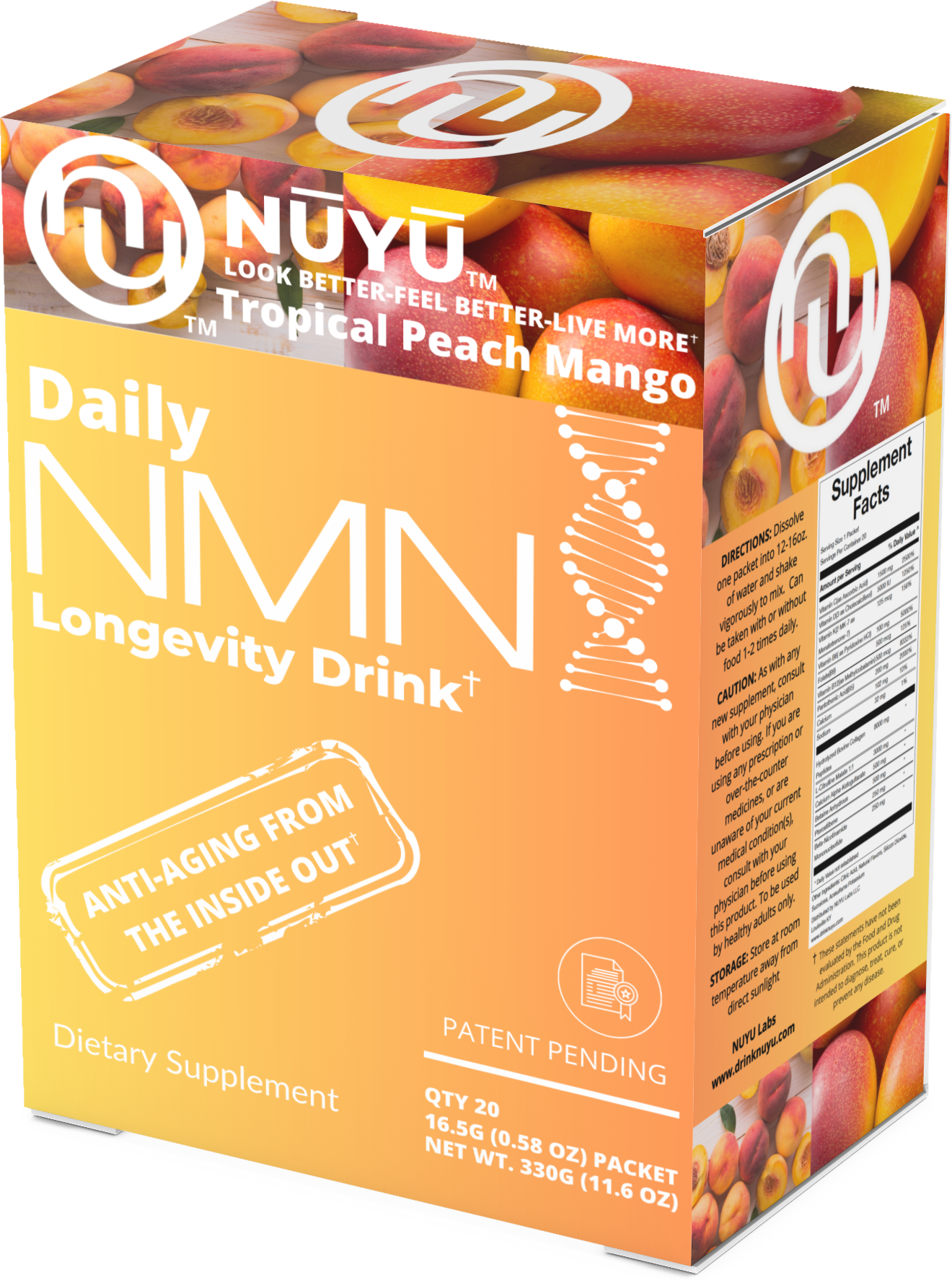NŪYŪ Daily NMN™ Longevity Drink-Tropical Peach Mango
