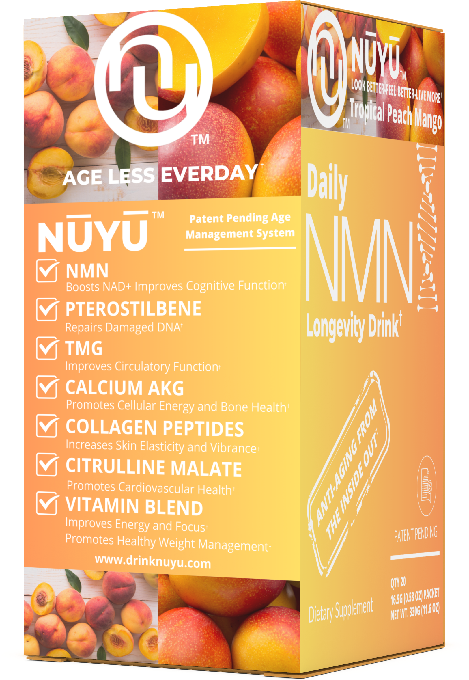 NŪYŪ Daily NMN™ Longevity Drink-Tropical Peach Mango