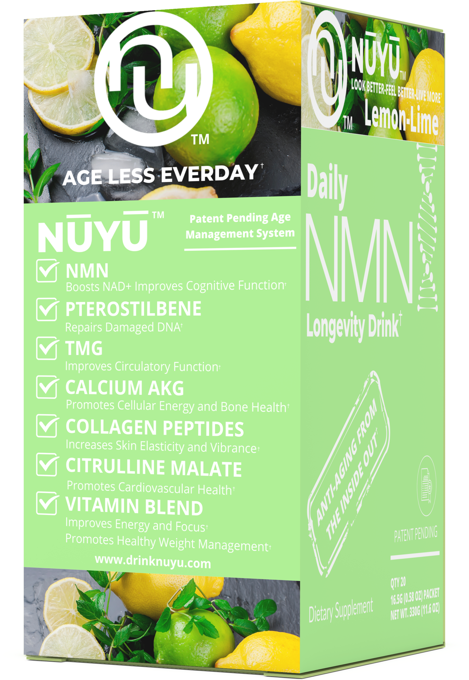 NŪYŪ Daily NMN™ Longevity Drink-Lemon Lime