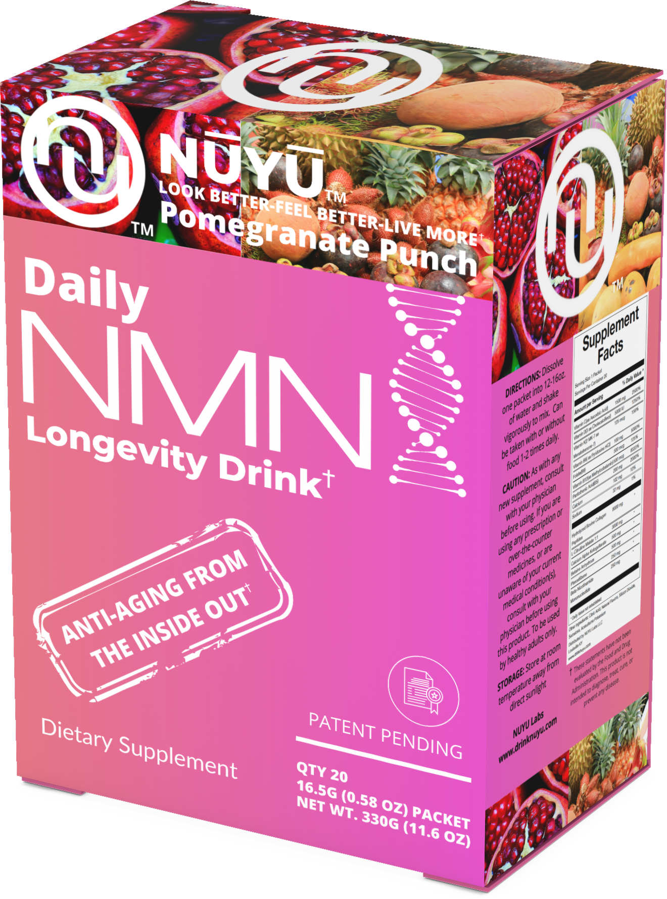 NŪYŪ Daily NMN™ Longevity Drink-Pomegranate Punch