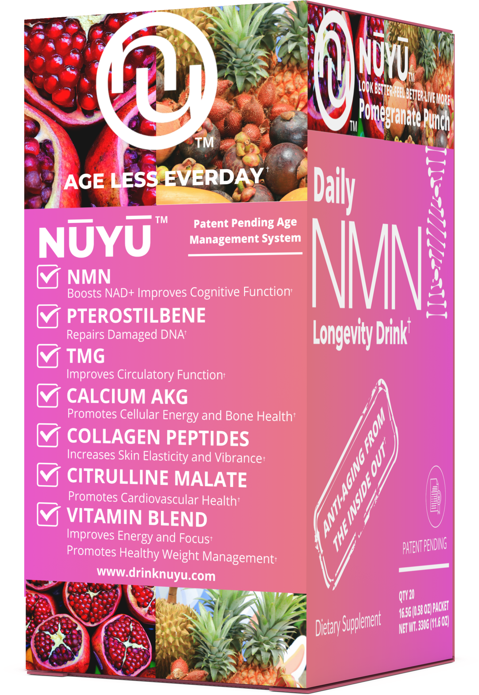 NŪYŪ Daily NMN™ Longevity Drink-Pomegranate Punch