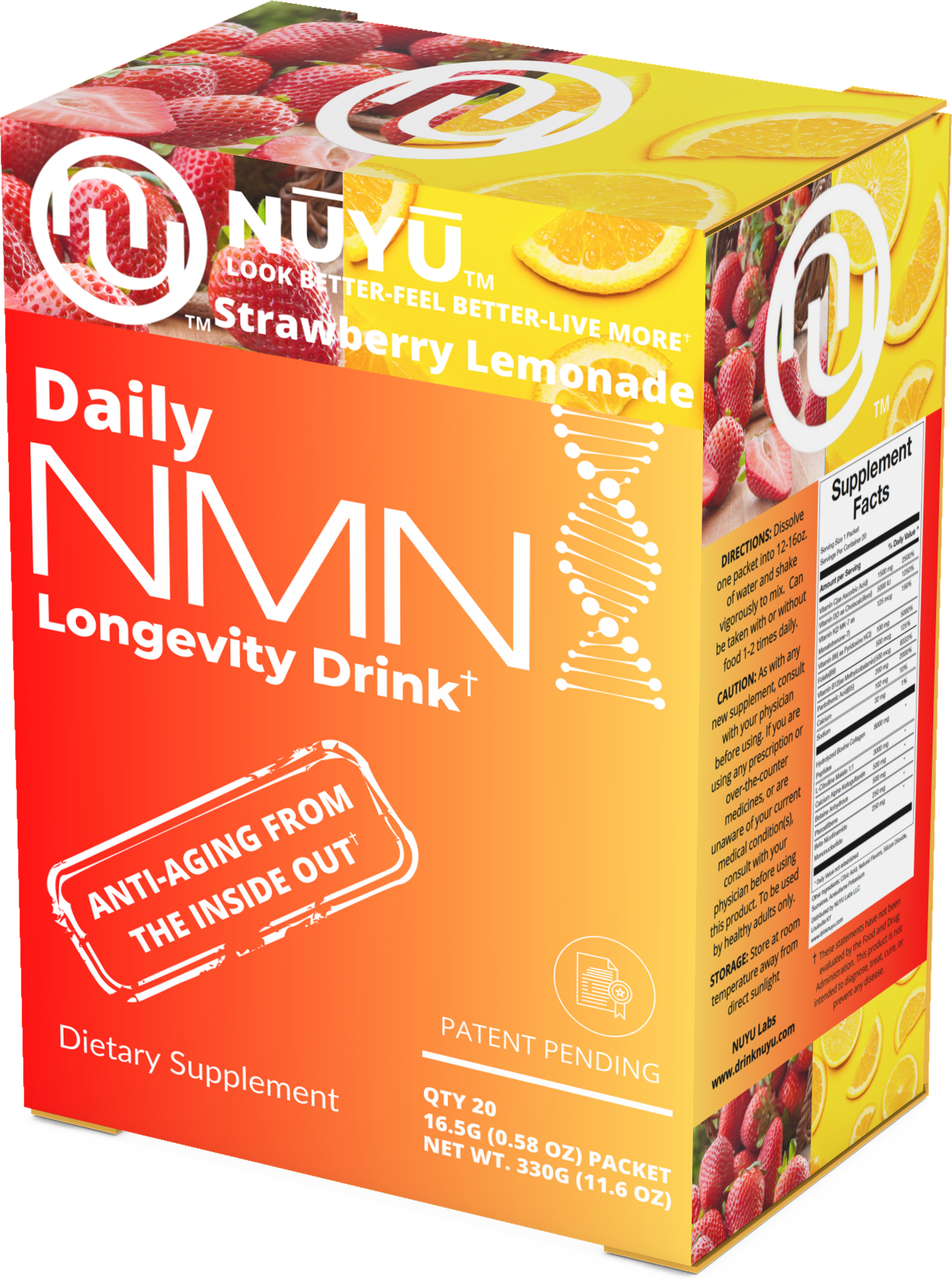 NŪYŪ Daily NMN™ Longevity Drink-Strawberry Lemonade