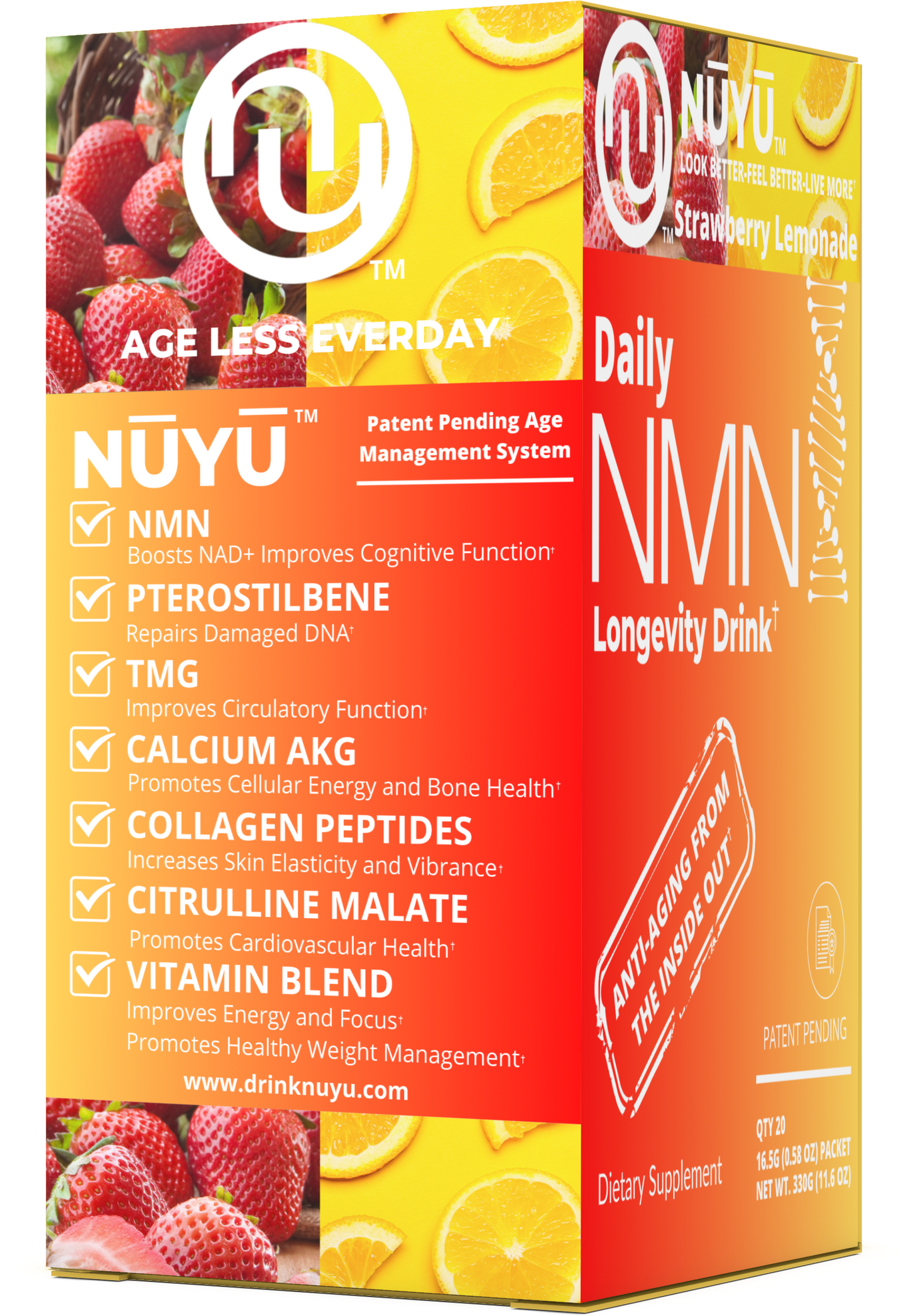 NŪYŪ Daily NMN™ Longevity Drink-Strawberry Lemonade