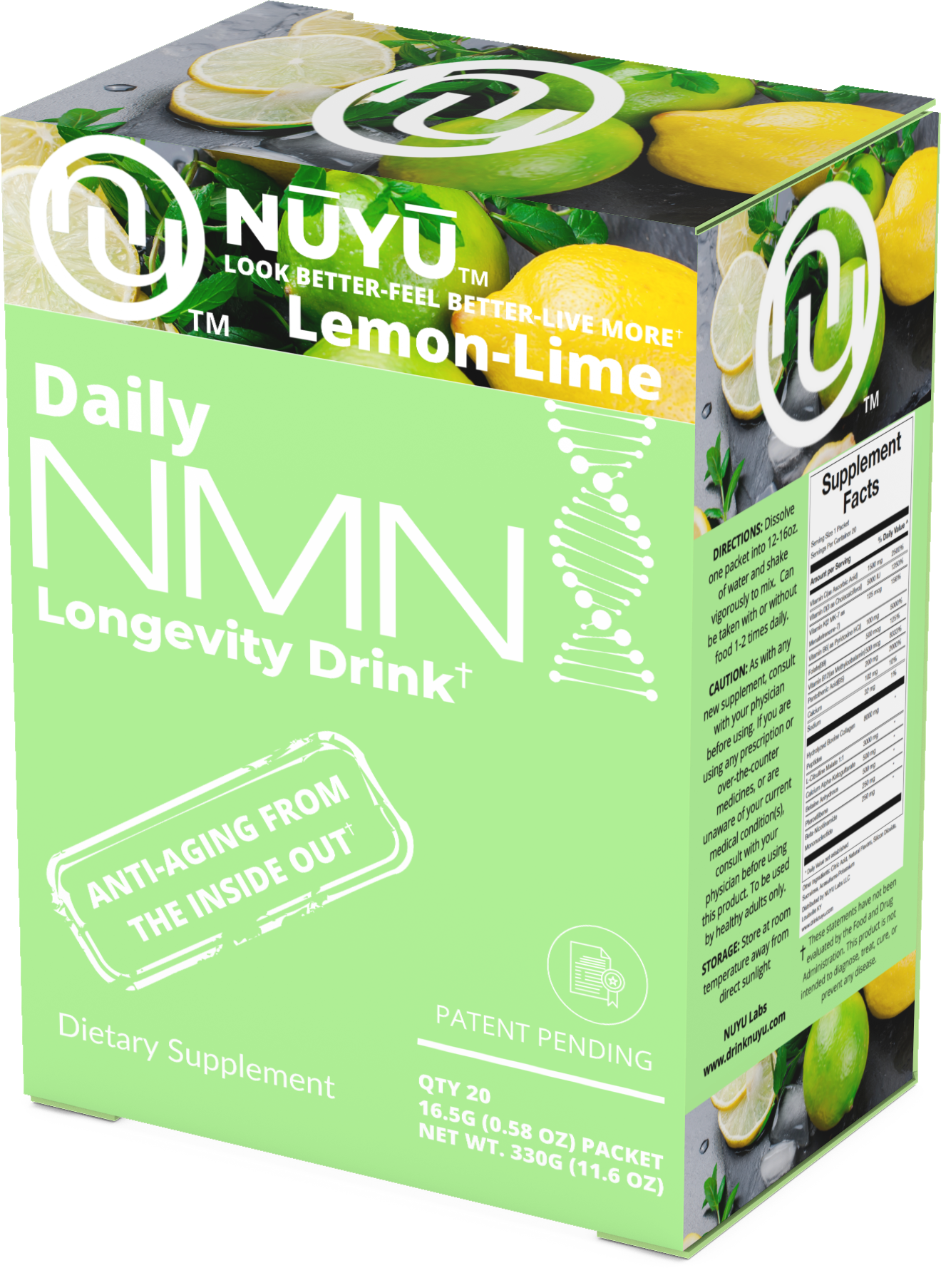 NŪYŪ Daily NMN™ Longevity Drink-Lemon Lime